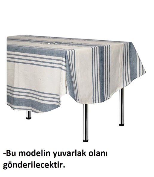 Giz Home Pamuklu Yuvarlak Masa Örtüsü (160Q)- Çizgili - 2