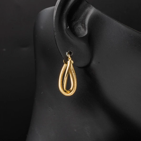 2,5 cm Çaplı 14 Ayar Asimetrik Altın Küpe - Resim 2