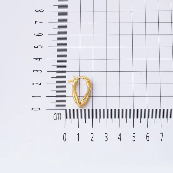 2,5 cm Çaplı 14 Ayar Asimetrik Altın Küpe - Resim 5