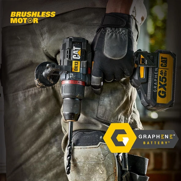 Cat Dx13 18Volt/5.0Ah Graphene Li-İon Kömürsüz Profesyonel Şarjlı Darbeli Matkap - 11