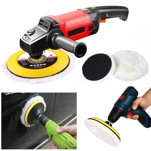 Pasta Cila Polisaj Parlatma Yünü Pedi Keçesi Süngeri+115 mm Cırt Taban+Matkap Aparatı (3'Lü SET) - 7
