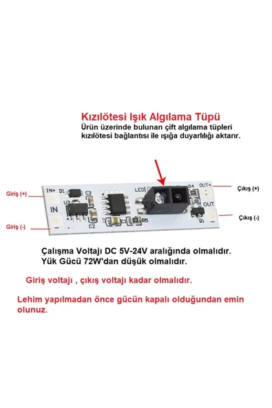 Kızılötesi Kısa Mesafe Engel Algılayıcılı Anahtar Sensör DC 5-24V 3A 70W - Resim 6