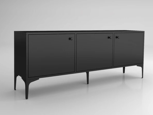 Wood'n Love Bello 160 Cm Metal Ayaklı Tv Ünitesi - Konsol - Siyah / Siyah - 5