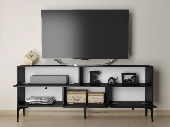 Wood'n Love Katre 150 Cm Metal Ayaklı Tv Ünitesi - Siyah / Siyah - 2