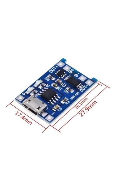 TP4056 Mikro USB Akım korumalı 1A 3,7V Lityum Pil Şarj Devresi - Resim 5