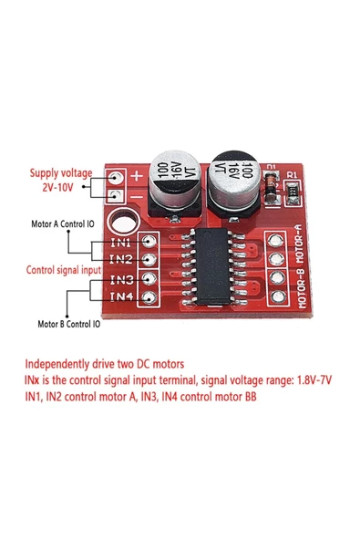 Mini L298N MX1508 İki Kanal DC Motor Sürücü Modül 1.5A - Resim 4