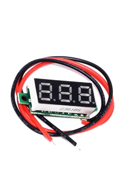 Dijital Mini Voltmetre DC 4V-30V 0.28" 2 Kablolu Kırmızı - Resim 2