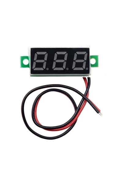 Dijital Mini Voltmetre DC 4V-30V 0.28" 2 Kablolu Kırmızı