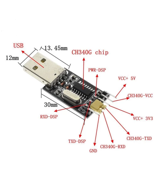 CH340G USB to RS232 TTL UART Çevirici Modül Seri Port Arduino - Resim 4