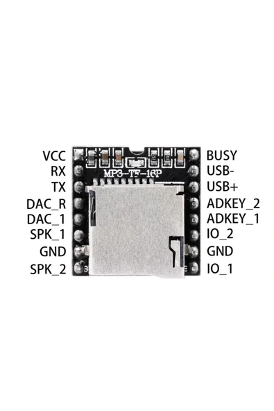 MP3-TF-16P Mini Mp3 Player Modülü Wav Ses Çalma Oynatıcı Micro Sd - Resim 5