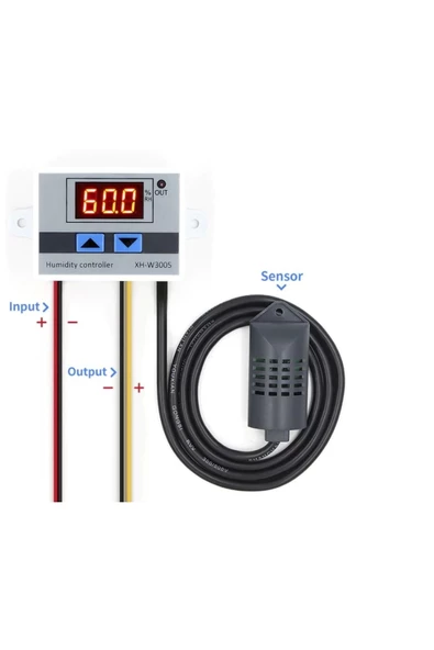 XH-W3005 AC 220V Dijital Nem Kontrol Cihazı 120W Güç Kuluçka Depo Oda Sera Havalandırma - 6