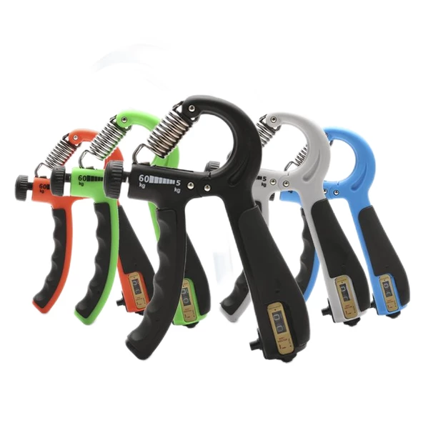 Sertlik Ayarlanabilir 5-60kg Direnç Sayaçlı El Egzersiz Yayı Kırmızı  Gri - 2