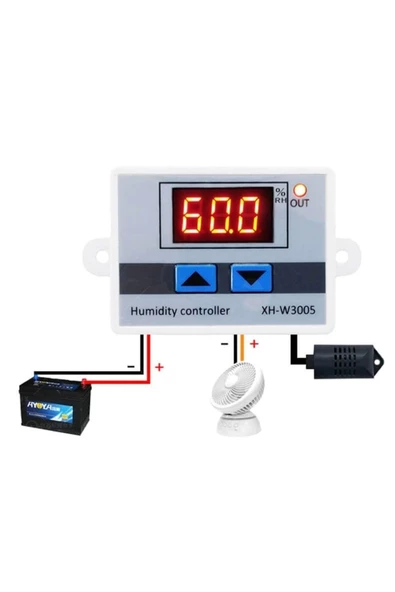 XH-W3005 Dijital Nem Kontrol Cihazı Termostat- 12V 120W