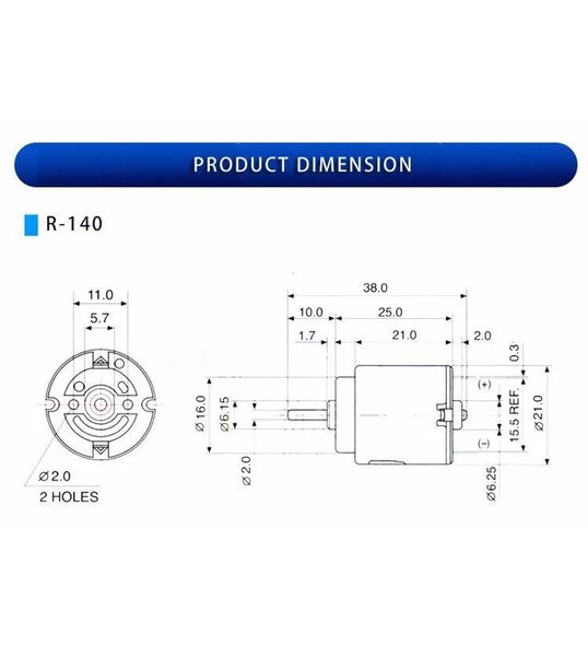 DC Motor 1.5 - 6 Volt Arduino R140 Mikro Motor - 5