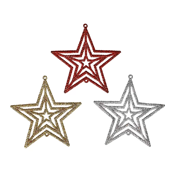 Yılbaşı Çam Ağacı Süsü Dekoratif Yıldız 10 cm 3'lü ürün görseli