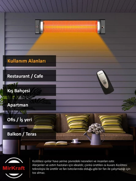 Mirkraft Eclipse 2200 Watt Elektrikli Isıtıcı Uzaktan Kumanda Duvar Isıtıcısı - 6
