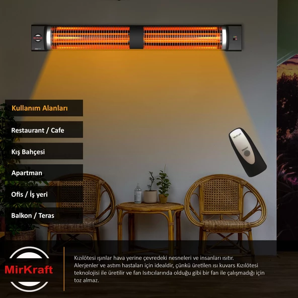 Mirkraft Square 2800 Watt Elektrikli Isıtıcı, Ip45, Led Gösterge, Uzaktan Kumandalı Duvar Isıtıcısı - 5