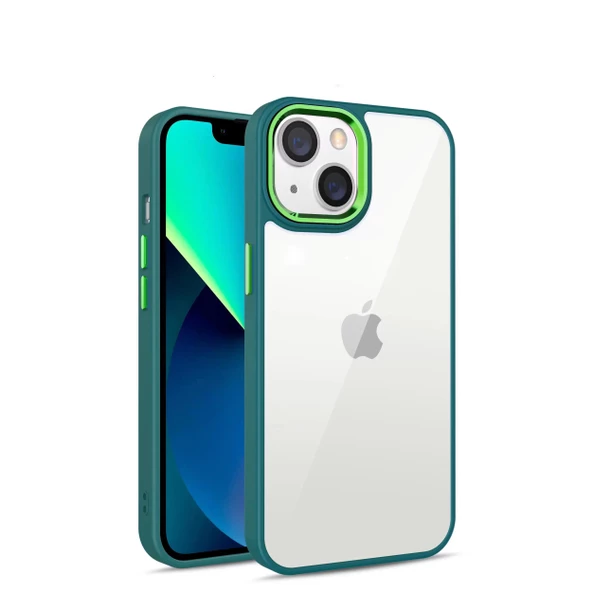 İphone 14 Pro Max Metal Kamera Çerçeveli Kenarları Renkli Kılıf - 1
