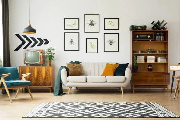 Dekoratif ahşap duvar süsü, ok, yön okları, çıkış - 3