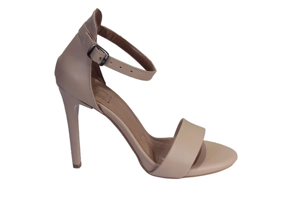 YAZKIŞ Kadın Ten Cilt Nut Tek Bantlı 10 Cm İnce Topuk Stiletto Abiye Düğün Nişan Ayakkabısı - Resim 2