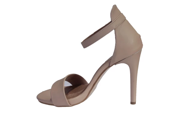 YAZKIŞ Kadın Ten Cilt Nut Tek Bantlı 10 Cm İnce Topuk Stiletto Abiye Düğün Nişan Ayakkabısı - Resim 3