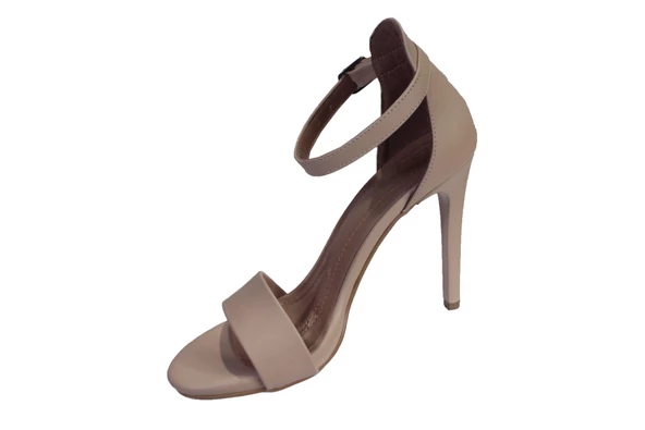 YAZKIŞ Kadın Ten Cilt Nut Tek Bantlı 10 Cm İnce Topuk Stiletto Abiye Düğün Nişan Ayakkabısı - Resim 4