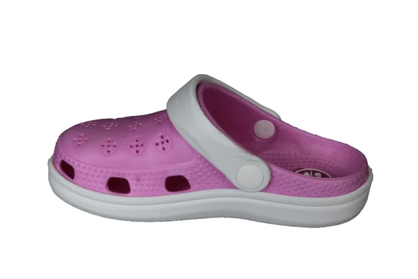 AKINBELLA Kız Çocuk 28-35 Pembe Beyaz Önü Kapalı Yazlık Terlik Sandalet - 3