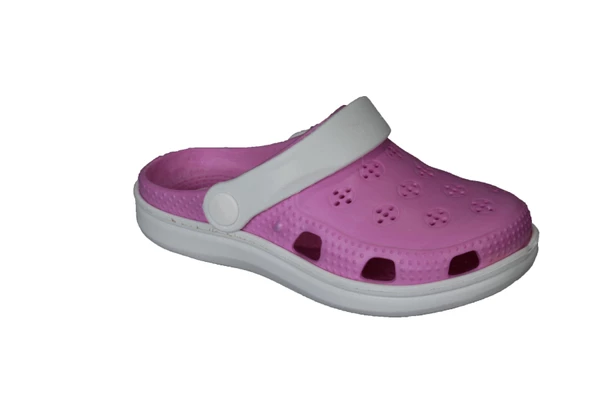 AKINBELLA Kız Çocuk 28-35 Pembe Beyaz Önü Kapalı Yazlık Terlik Sandalet