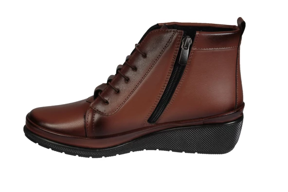 WANETTİ Kadın Siyah Taba Lastikli Fermuarlı Ortopedi Taban Soğuya Dayanıklı Kışlık Anne Botu - Resim 9