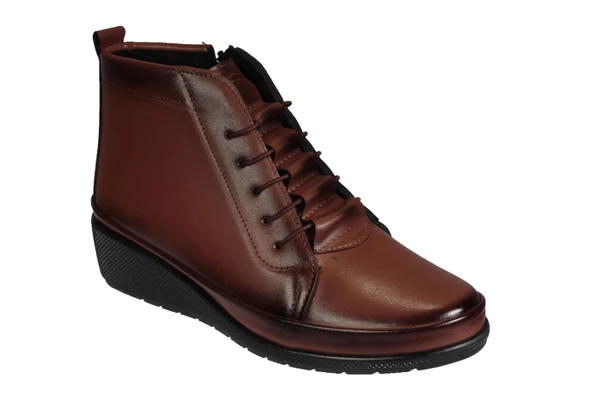 WANETTİ Kadın Siyah Taba Lastikli Fermuarlı Ortopedi Taban Soğuya Dayanıklı Kışlık Anne Botu - Resim 8