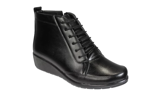 WANETTİ Kadın Siyah Taba Lastikli Fermuarlı Ortopedi Taban Soğuya Dayanıklı Kışlık Anne Botu ürün görseli