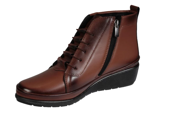 WANETTİ Kadın Siyah Taba Lastikli Fermuarlı Ortopedi Taban Soğuya Dayanıklı Kışlık Anne Botu - Resim 10