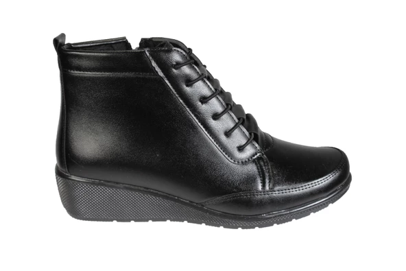 WANETTİ Kadın Siyah Taba Lastikli Fermuarlı Ortopedi Taban Soğuya Dayanıklı Kışlık Anne Botu - Resim 6