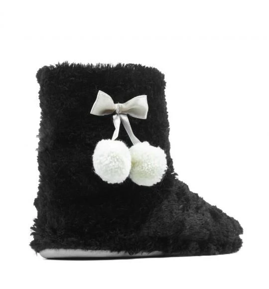 Yaz Kış Kadın Pomponlu Pembe Krem Siyah Gri Kaymaz Taban İçi Polar Panduf Ev Botu - 9