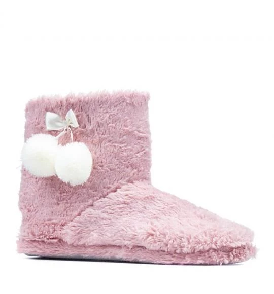 Yaz Kış Kadın Pomponlu Pembe Krem Siyah Gri Kaymaz Taban İçi Polar Panduf Ev Botu - 3