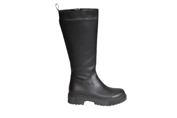 YAZ KIŞ Kadın Siyah Krem 4cm Topuk 35cm Dizboyu Soğuğa Dayanıklı Çizme - 6