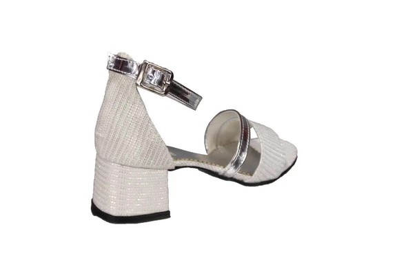 YAZKIŞ Kız Çocuk Siyah Gümüş Platin 4cm Topuklu Tek Bantlı Abiye Topuklu Ayakkabı - Resim 9