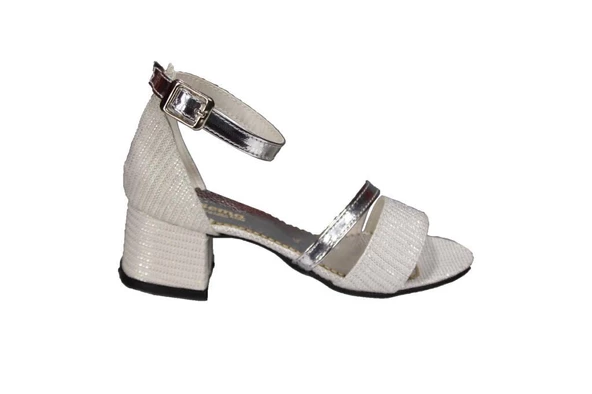 YAZKIŞ Kız Çocuk Siyah Gümüş Platin 4cm Topuklu Tek Bantlı Abiye Topuklu Ayakkabı - Resim 7