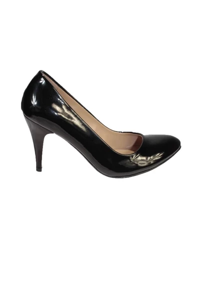 YAZKIŞ Kadın Siyah Rugan 7cm İnce Topuklu Nişan Düğün Abiye Mezuniyet Stiletto Ayakkabı - 2