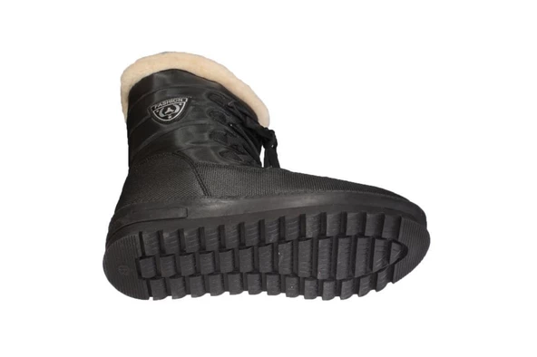 YAZKIŞ Kadın Siyah içi Polar Termo Kaymaz Taban Yandan Fermuarlı Kar Botu - Resim 4