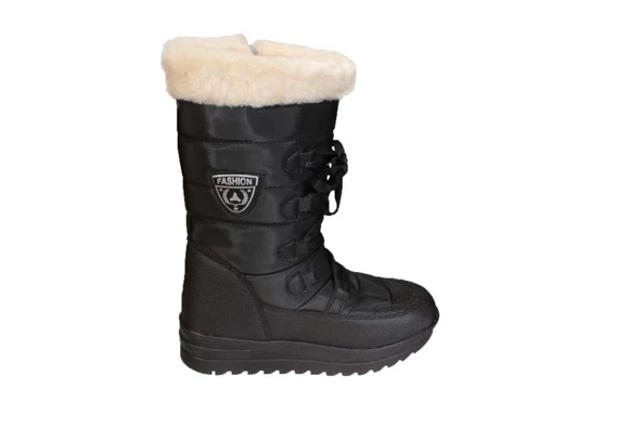 YAZKIŞ Kadın Siyah içi Polar Termo Kaymaz Taban Yandan Fermuarlı Kar Botu - Resim 6