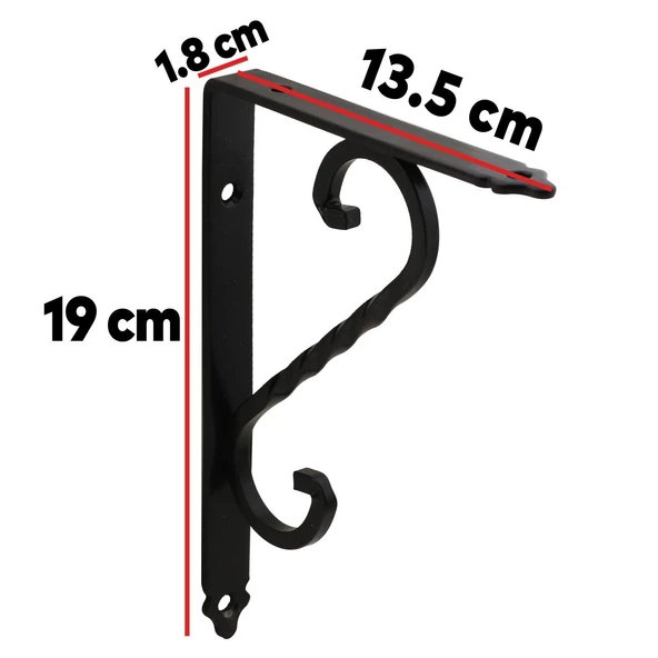 Nobel Raf Altı Raf Tutucu Ayak Ferforje Siyah 135x190 mm 2 ADET - 2
