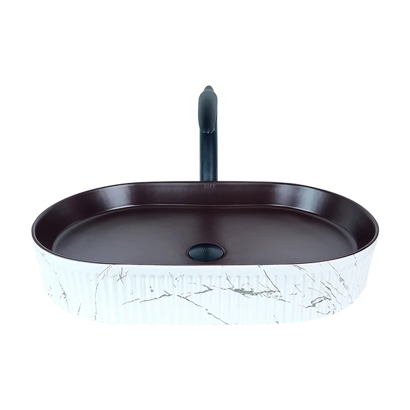 Marmo Beyaz Bronz Tezgahüstü Çanak Lavabo Mr-111