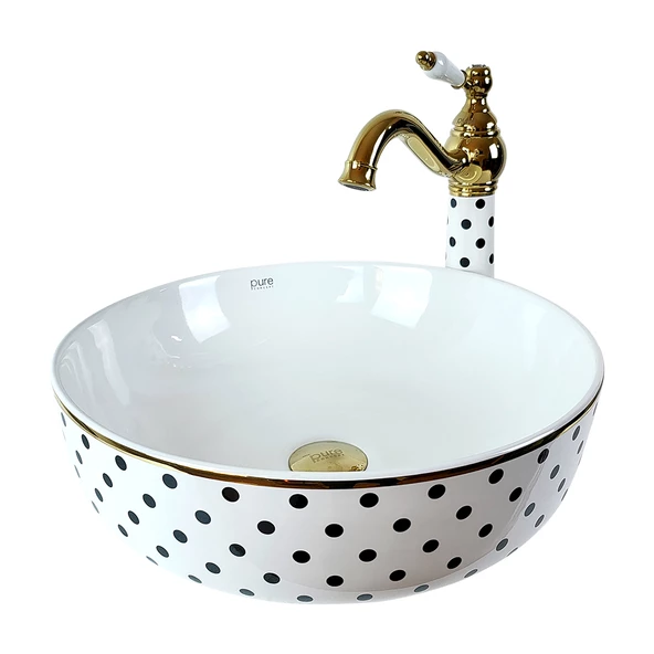 Puantıye Beyaz Sıyah Çanak Lavabo Bw-175