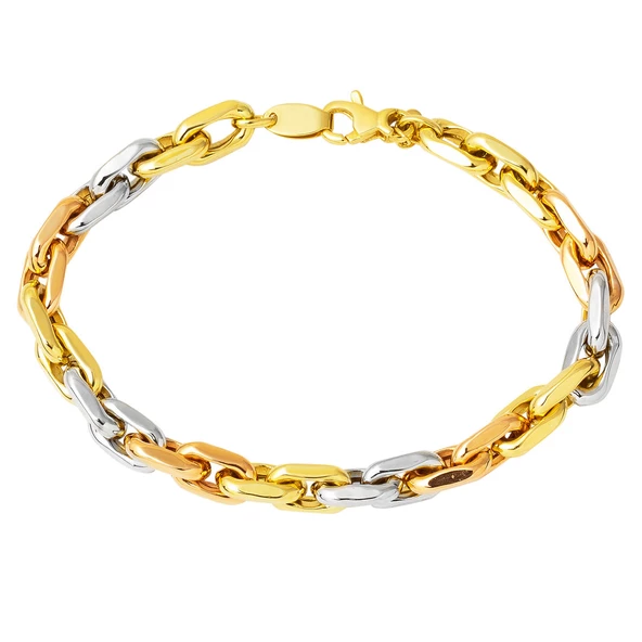 14 Ayar Altın 3 Renkli Zincir Bileklik ürün görseli 1
