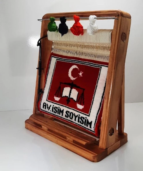 100tel Avukat İsim Motifli El Dokuması Hediyelik Minyatür Halı - 2
