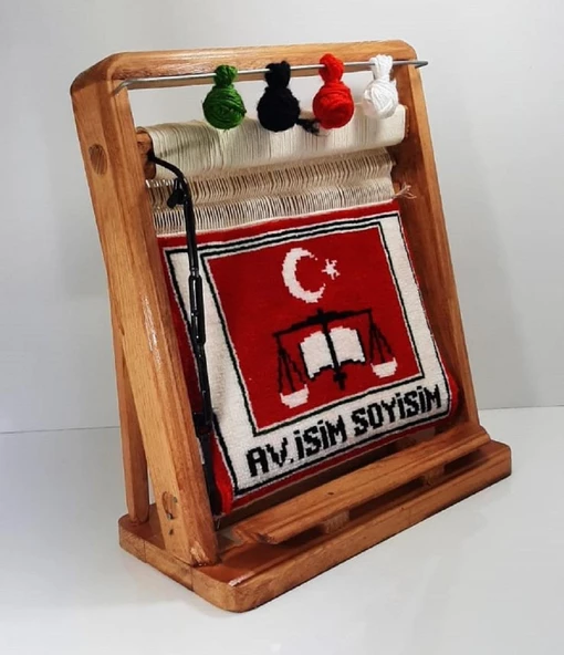 100tel Avukat İsim Motifli El Dokuması Hediyelik Minyatür Halı - 3