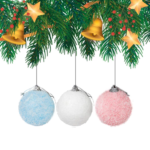 Yılbaşı Çam Ağacı Süsü Asorti Top 6 cm 6'lı ürün görseli