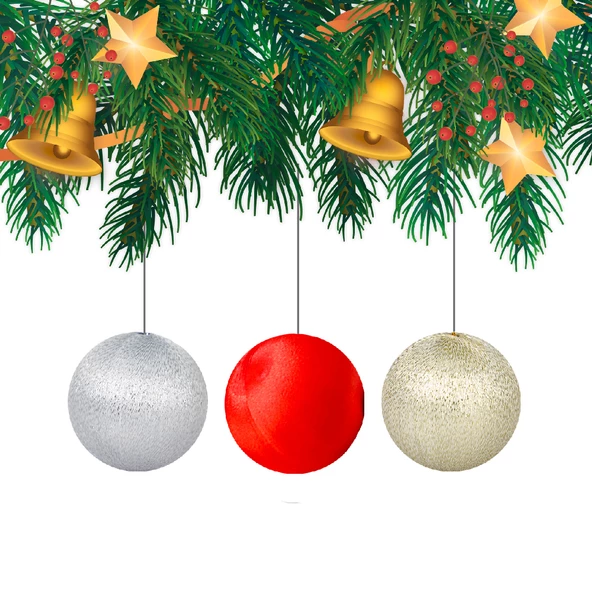 Yılbaşı Çam Ağacı Süsü Asorti Simli Top 6 cm 6'lı ürün görseli