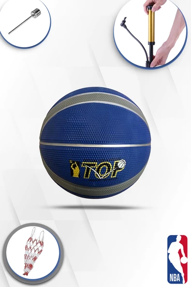 Prof. Maç/Antreman Kaymaz kauçuk iç/dış saha uygun 7 numara Basketbol Topu + File,Şişirme İğnesi,pompa hediyeli - 2